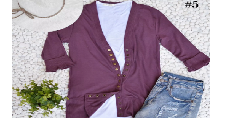 3/4 Sleeve Snap Cardigans Only $12.99! 12 Colors to Choose From!