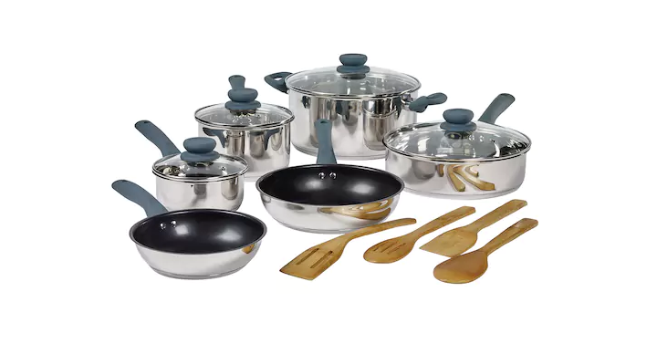Kohl’s 30% Off! Earn Kohl’s Cash! Stack Codes! FREE Shipping! Basic Essentials 14-pc. Stainless Steel Cookware Set – Just $55.99! Plus earn $10 in Kohl’s Cash!