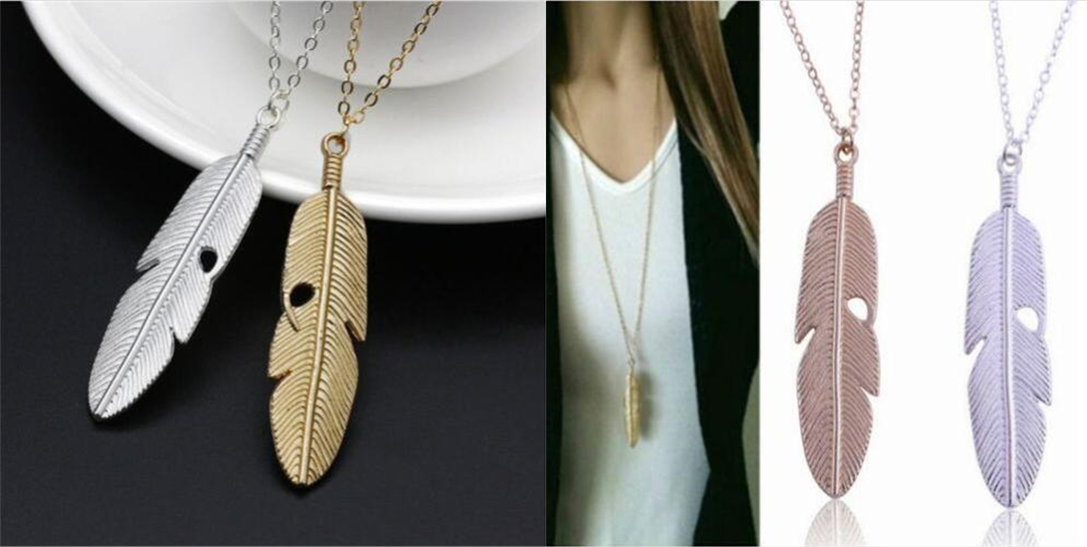 Long Feather Pendant Necklace Just $2.16 + FREE Shipping!