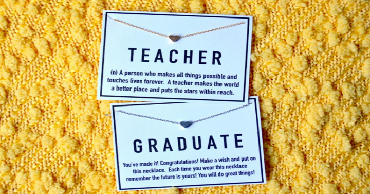 Teacher/Graduate Heart Necklace & Card – 3 Options! for Just $3.99!