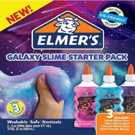 Elmer’s Galaxy Slime Starter Kit with Purple, Pink & Blue Glitter Glue for Only $6.99!