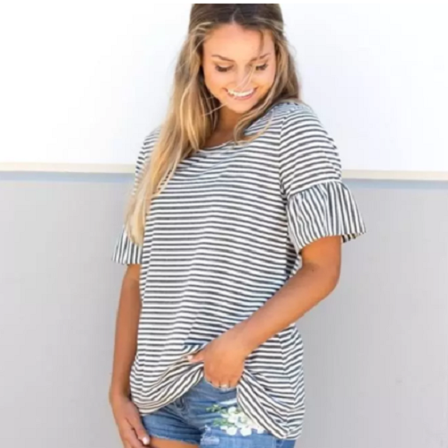 Striped Flare Sleeve Tunic | S-3X Only $16.99! (Reg. $43)