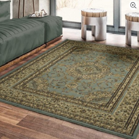 Ottomanson Royal Collection New Oriental Medallion Design Area Rug-Aqua Blue for Only $33.29!