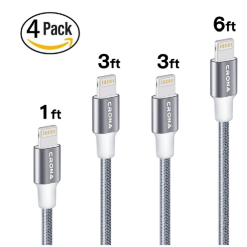 Crona 4-Pack Lightning Cables Only $9.95 with code!