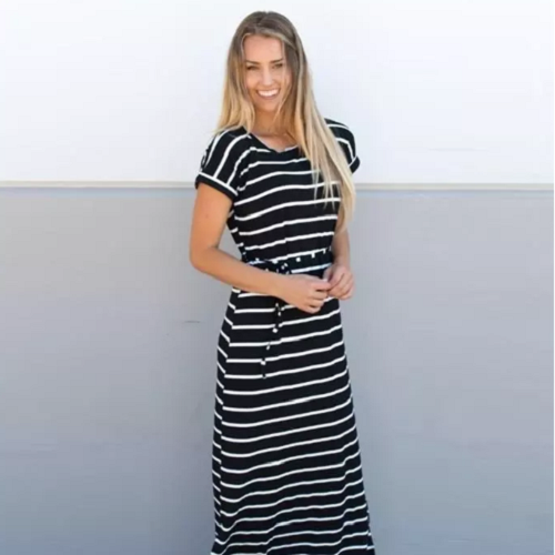 Jane: Cuffed Sleeved Striped Maxi Only $13.99! (Reg. $43)