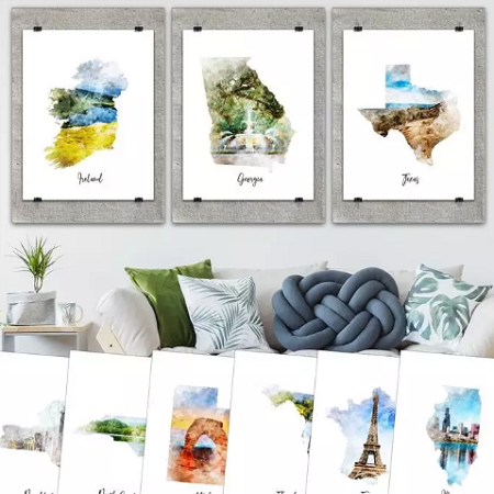 Jane: Watercolor Map Canvas Prints Only $3.49!