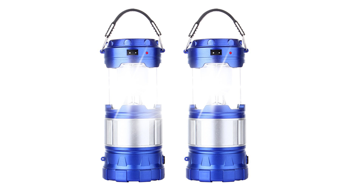 2 Pack Rechargeable Solar LED Camping Lanterns/Handheld Flashlights with USB Charger – Just $15.70!
