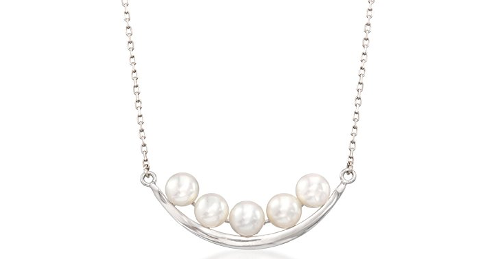 Ross-Simons 5.5-6mm Cultured Pearl Curved Bar Necklace in Sterling Silver – Just $35.00!