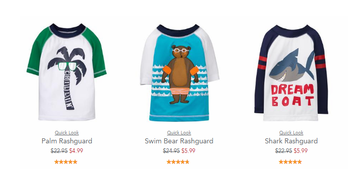 Gymboree: Clearance Items Up To 70% Off! Rashguards Starting at $4.99 + FREE Shipping!