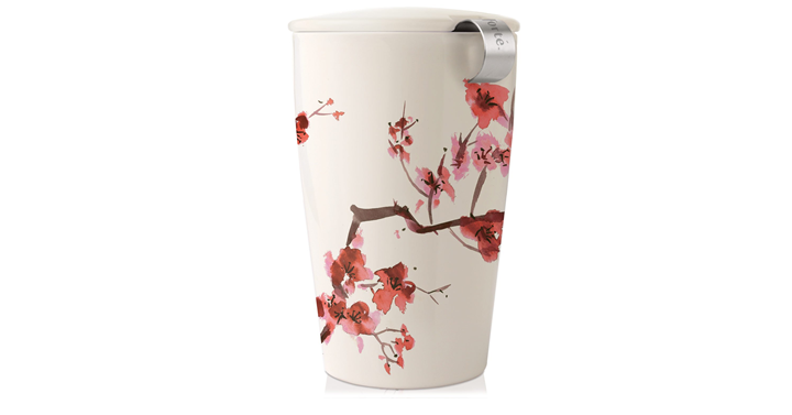 Tea Forte KATI Single Cup Loose Tea Brewing System, Ceramic Cup with Tea Infuser and Lid, Cherry Blossoms – Just $15.00!