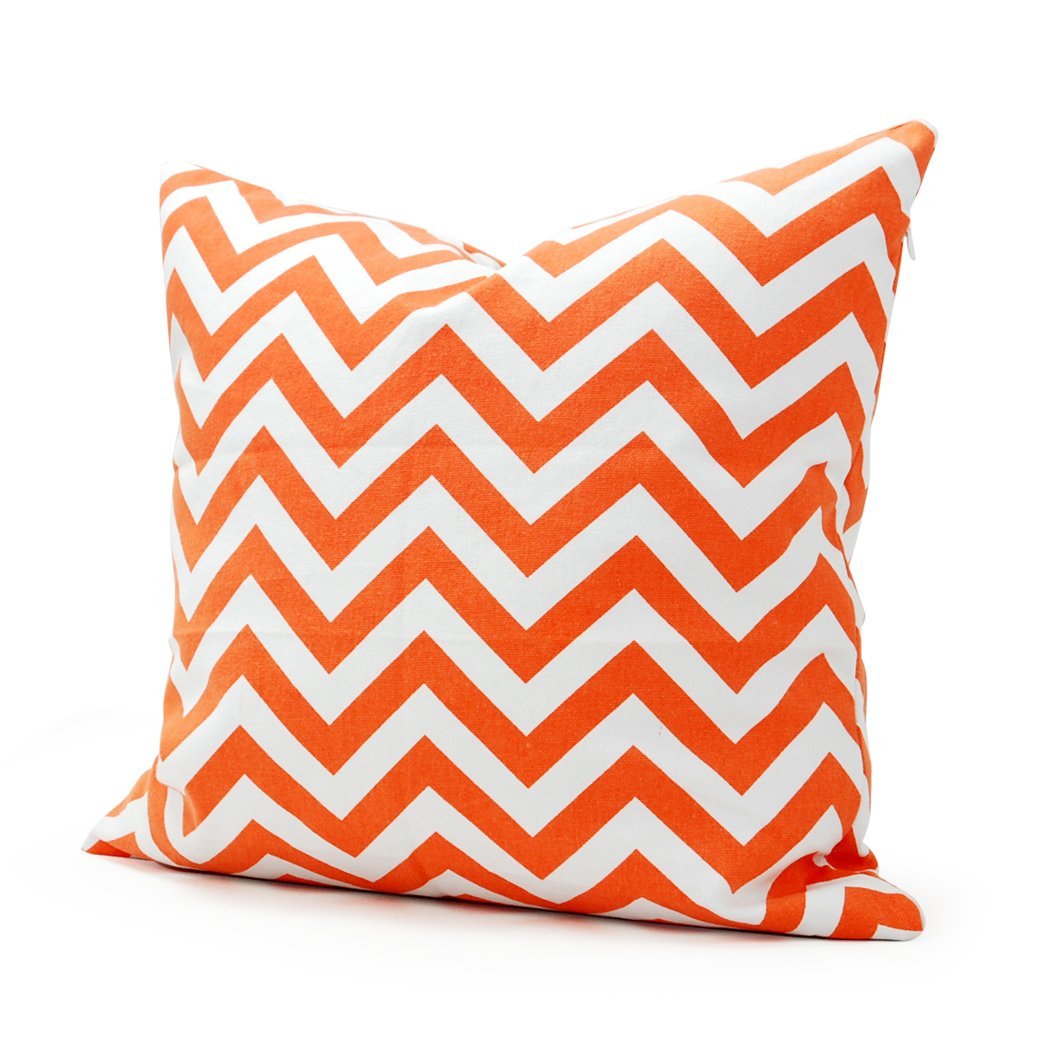 White and Orange Chevron 18×18 Throw Pillow Cover Only $2.20 + FREE Shipping!