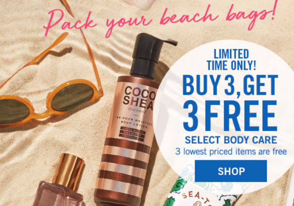 Buy 3 Get 3 FREE Body Care & FREE Gift With Purchase At Bath & Body Works!