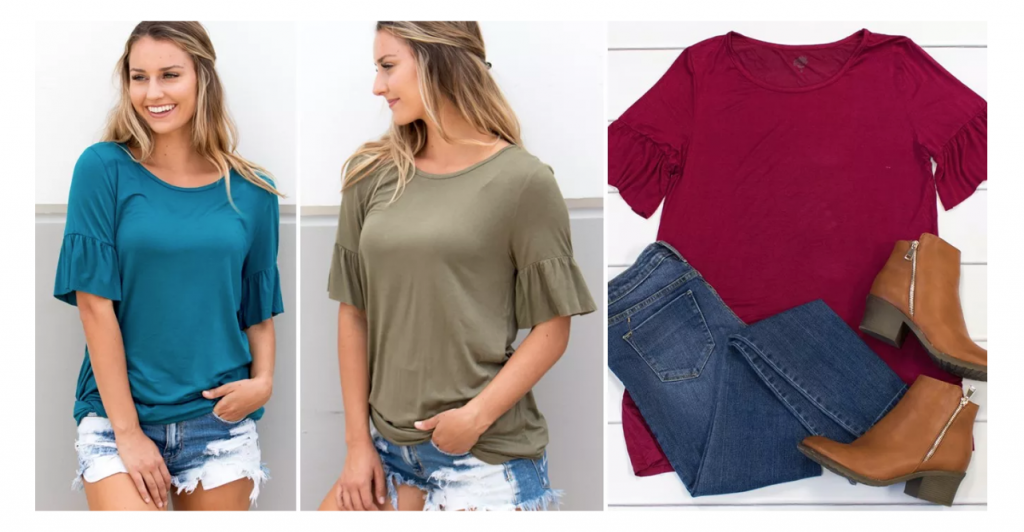 Solid Flare Sleeve Top Just $9.99! (Reg. $34.99)