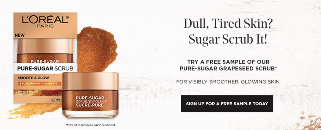 FREE Sample Of L’Oreal Pure Sugar Scrub!