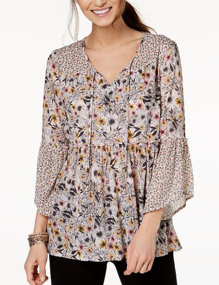 Style & Co Mixed-Print Peasant Top Just $24.53 Today Only! (Reg. $54.50)