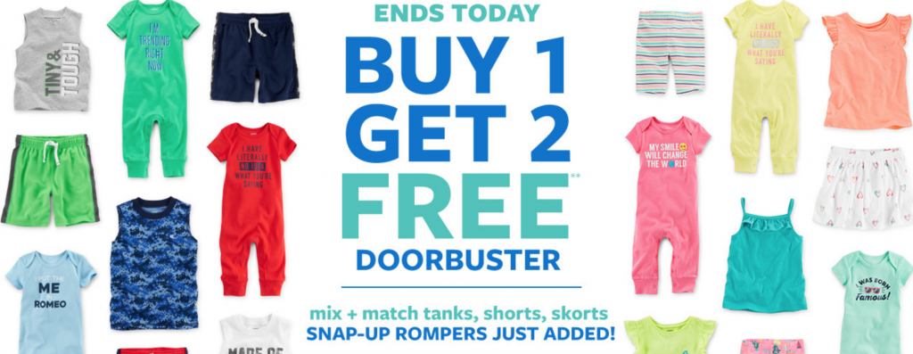 FREE Shipping, Buy 1 Get 2 FREE, & $3.99 And Up Clearance At Carters Today Only!
