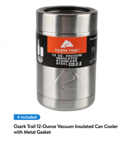 Value 4-Pack: Ozark Trail 12-Ounce Vacuum Insulated Can Cooler Just $12.00!