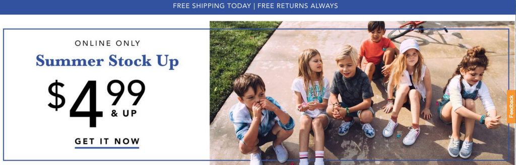FREE Shipping At Gymboree Today Only! Summer Stock-Up As Low As $4.99!