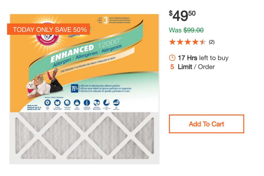Arm & Hammer Odor Allergen and Pet Dander Control Air Filter 12-Pack Just $49.50 Today Only!