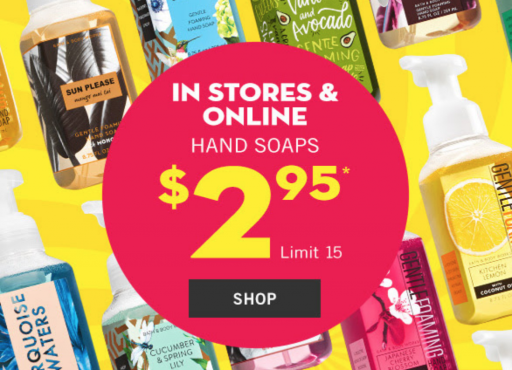 Bath & Body Works: $2.95 Hand Soaps Today Only!