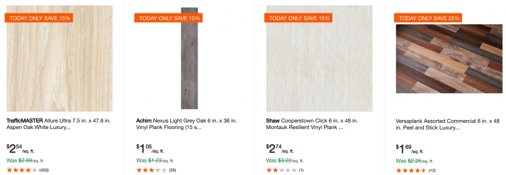 Save Up to 25% off Select Vinyl Plank Flooring Today Only At Home Depot!