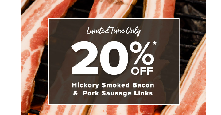 Ends today! Take 20% Off Hickory Smoked Bacon and Pork Sausage Links from Zaycon!