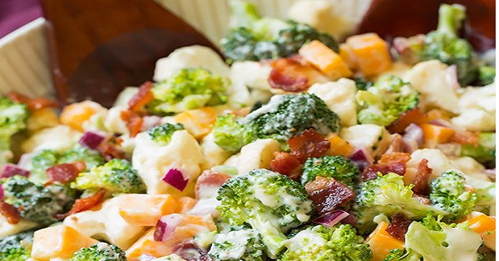 KETO FRIENDLY Broccoli and Cauliflower Salad Recipe!