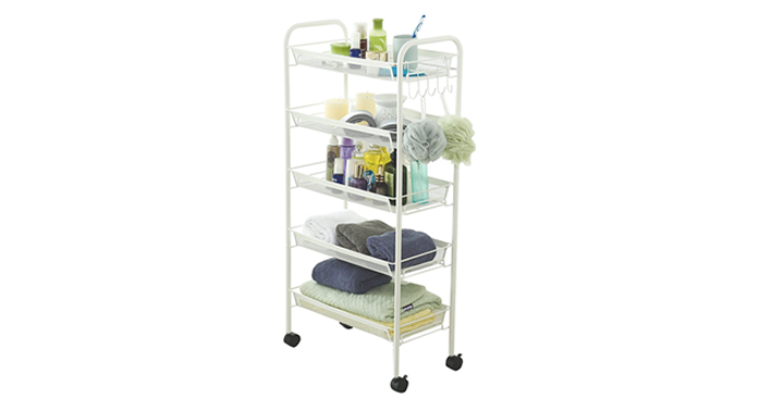 5-Tier Mesh Rolling Cart with Extra 5 Hooks – Just $33.99!