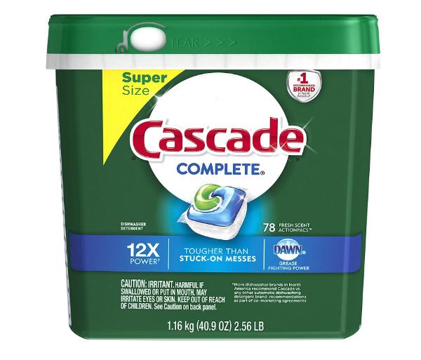 Cascade Complete ActionPacs Dishwasher Detergent, Fresh Scent, 78 Count – Only $13.64!