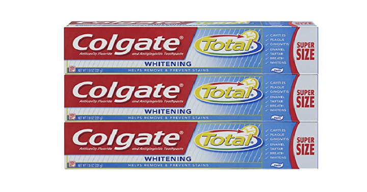 Colgate Total Whitening Toothpaste – 7.8 ounce (3 Count) Only $6.46 Shipped!