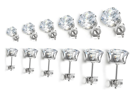 SIX Pairs of Cubic Zirconia Stud Earrings Only $8.99!