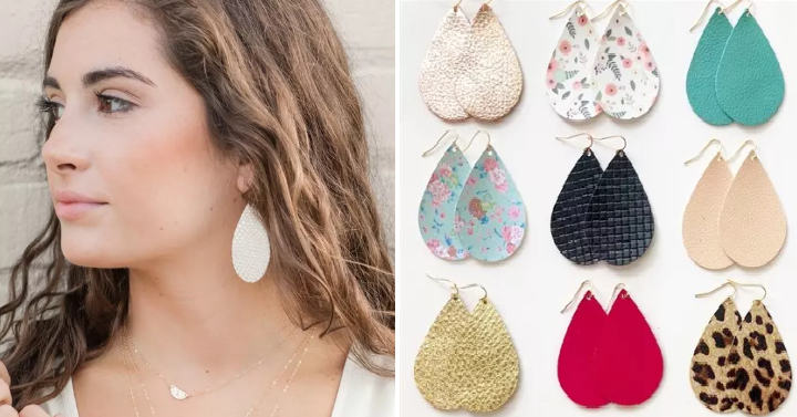Women’s Leather & Vegan Teardrop Earrings Only $7.99! 50+ Colors to Choose From!
