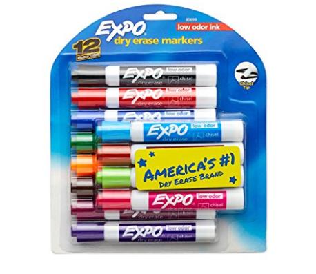 EXPO Low-Odor Dry Erase Markers, 12-Count – Only $7.19!