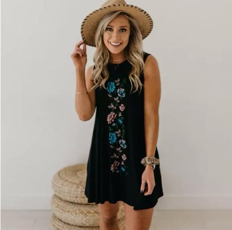 Finley Floral Accent Tank Dress – Only $18.99!