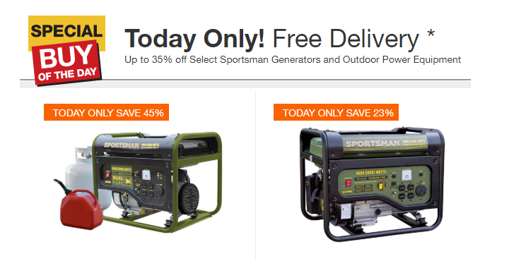 Home Depot: Take up to 35% off Select Sportsman Generators and Outdoor Power Equipment! Today Only!
