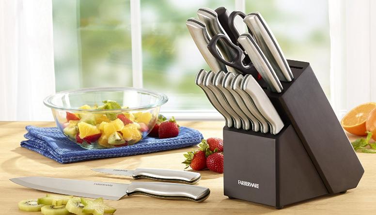 Farberware 15-Piece Stamped Stainless Steel Knife Block Set – Only $19.99!