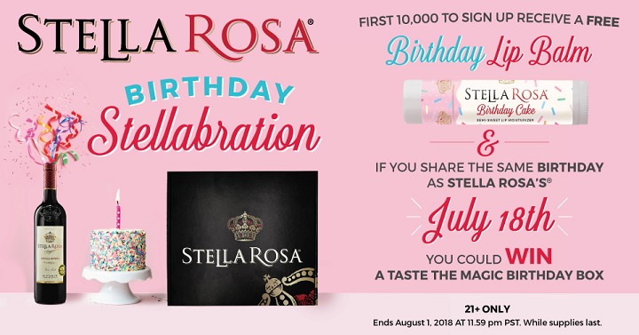 FREE Birthday Cake Lip Balm From Stella Rosa!