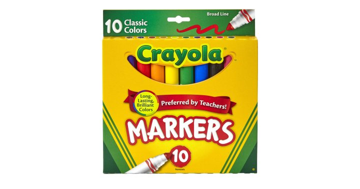 Crayola Original Broad Line Markers, Assorted Classic Colors, Set of 10 – Just $.97!