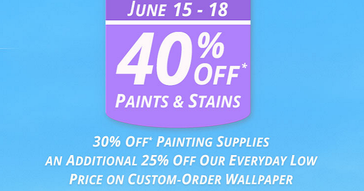 Sherwin Williams 40% Off Paints & 30% Off Paint Supplies!