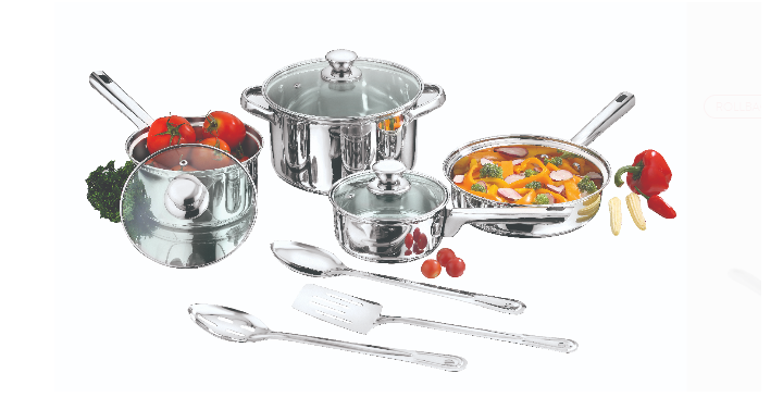 Mainstays 10-Piece Stainless Steel Cookware Set Only $14.99!