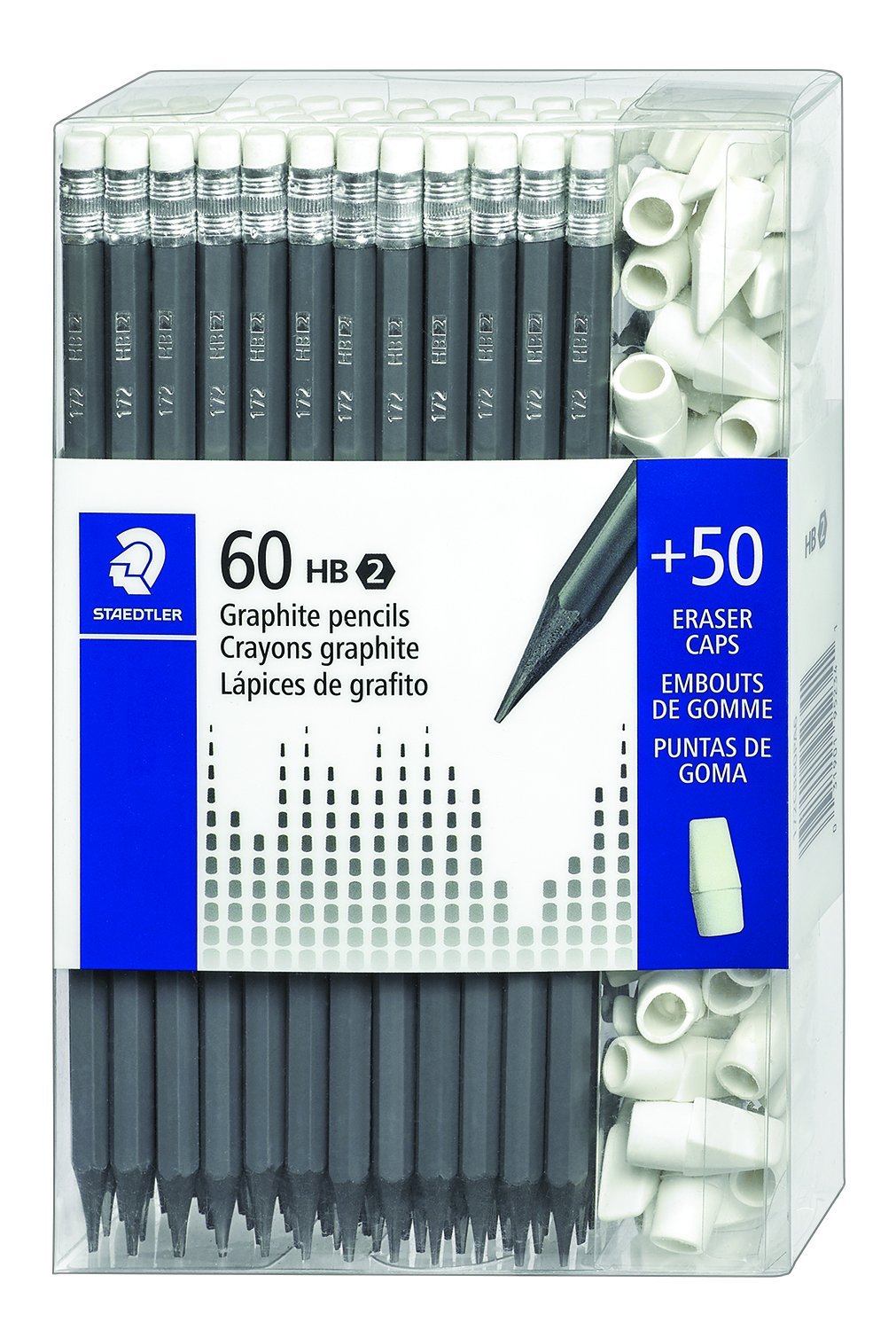 60 Count Graphite Pencil + Bonus 50 Eraser Caps Only $6.00!