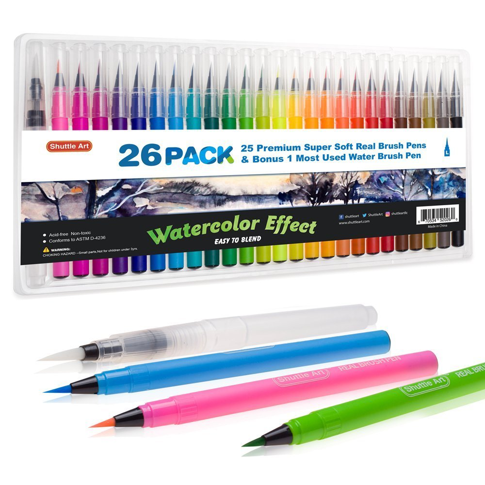 Shuttle Art 26 Pack Watercolor Brush Pens Only $13.99!