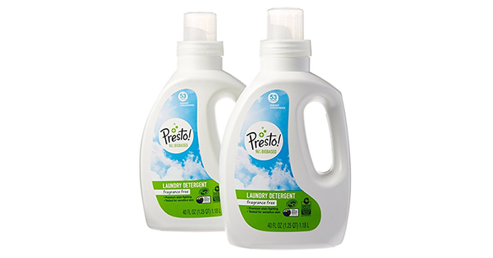 Amazon Brand – Presto! 96% Biobased Concentrated Liquid Laundry Detergent, Fragrance Free, 106 Loads – Just $19.99!