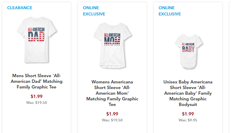 All-American Shirts for the Family Only $1.99 + FREE Shipping!