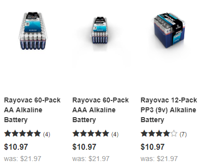 Rayovac 60-ct Pack of AA or AAA Batteries Only $10.97!