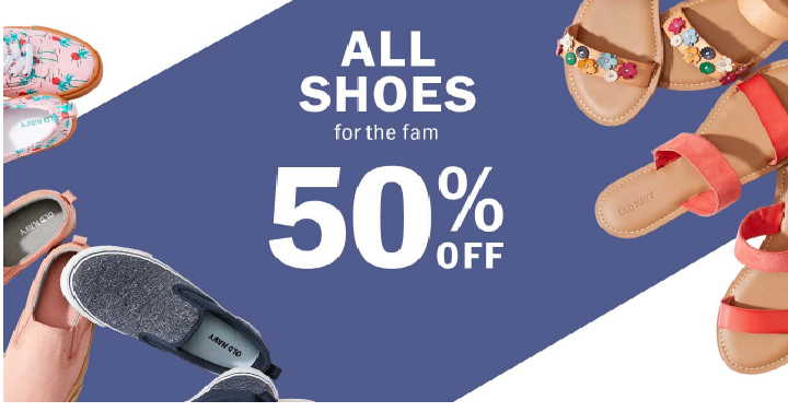 Old Navy: Take 50% off Shoes for the Whole Family! Prices Start at Only $2.00!