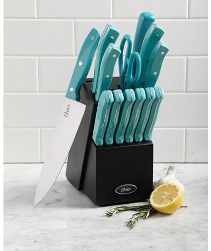Oster Evansville 14 Piece Cutlery Set, Stainless Steel with Turquoise Handles – Only $30.37 Shipped!