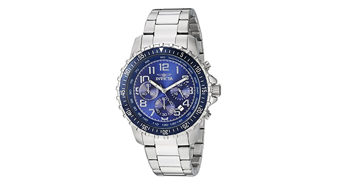 Invicta Men’s 6621 II Collection Chronograph Stainless Steel Silver/Blue Dial Watch – Just $44.99!