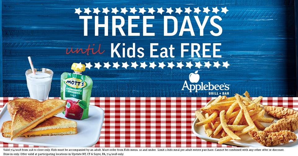 Kids Eat FREE at Applebee’s on the 4th of July!