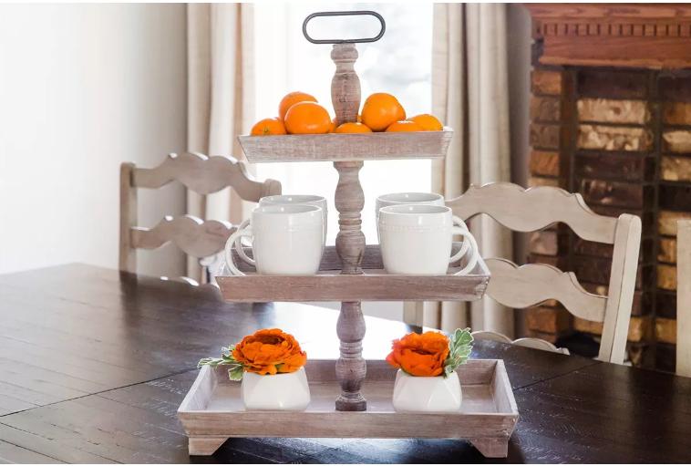Rustic Wooden Three Tiered Tray – Only $34.99!